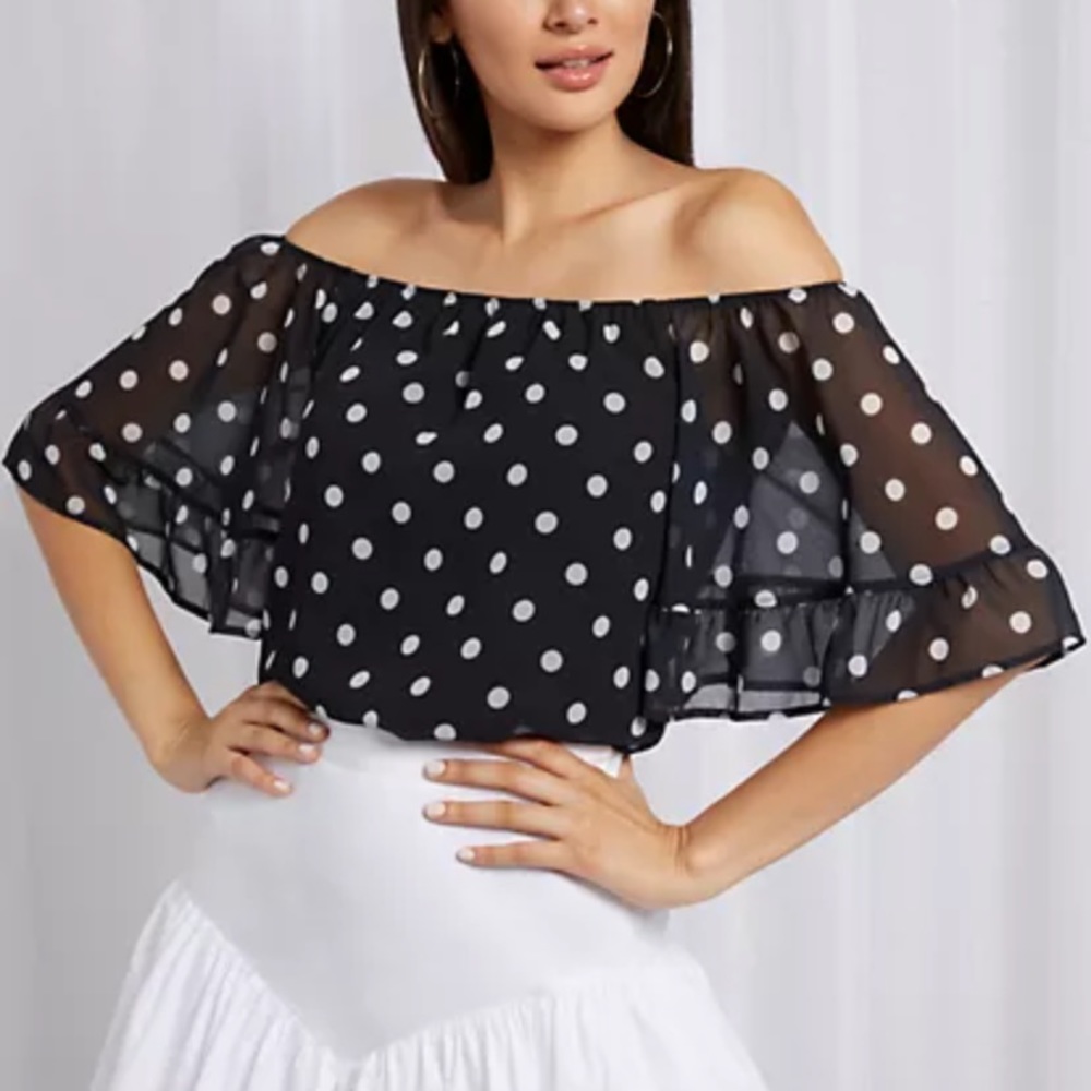 Polka Dot off Shoulder Top